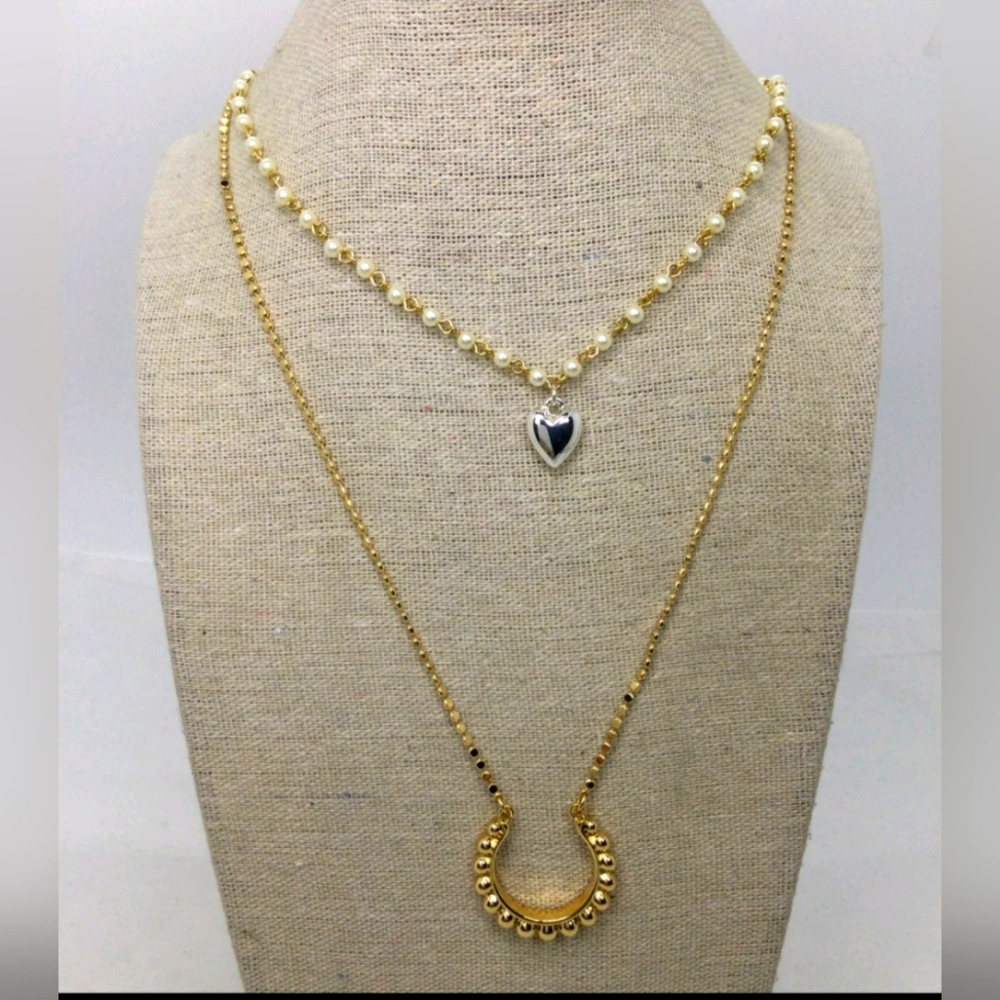 NWT Lucky Brand Goldtone Dual Strand Beaded Necklace 20"